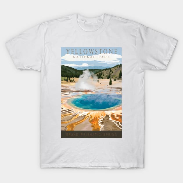 Yellowstone National Park Vintage Poster T-Shirt by GreenMary Design